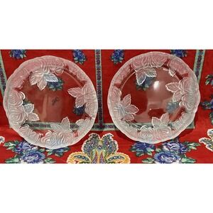 GIBSON EVERYDAY ROSE AMOUR 7" GLASS‎ PLATE COCKTAIL/ DESSERT Frosted Embossed